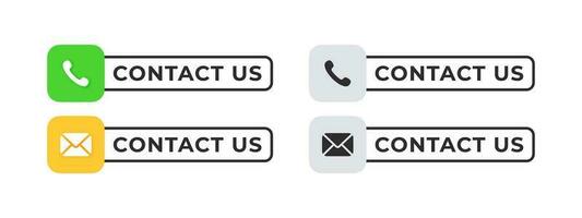 Contact us buttons. Contact information icons set. Vector scalable graphics