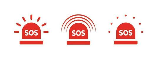 SOS Emergency icons set. Flashing SOS icon. Vector scalable graphics