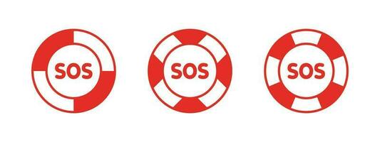 SOS Emergency icons. SOS icon in the form of a life buoy. Vector scalable graphics