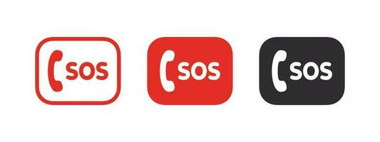 SOS Emergency badges. SOS square signs. Help service sign. Vector scalable graphics