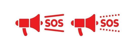 SOS Emergency icons. SOS signs In the form of a megaphone. Help service sign. Vector scalable graphics