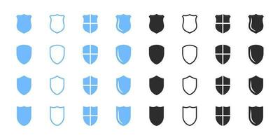 Shields icons set. Blue and black shields icons. Vector scalable graphics