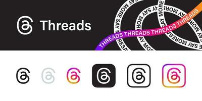 Vinnytsia, Ukraine - July 6, 2023. Threads social media. Threads, a social network owned by the American company Meta vector