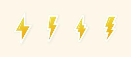 Lightning bolt signs. Yellow lightning bolt stickers. Vector scalable graphics