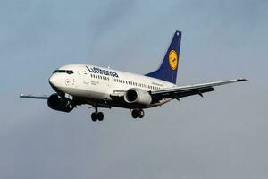 Lufthansa Boeing 737-500 D-ABIT passenger plane landing at Frankfurt Airport photo