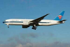 China Southern Cargo Boeing 777-200 B-2081 cargo plane landing at Frankfurt Airport photo