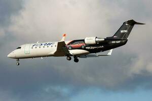 Adria Airways special livery Bombardier CRJ-200 S5-AAF passenger plane landing at Frankfurt Airport photo