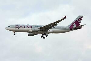 Qatar Airways Airbus A330-200 A7-ACF passenger plane landing at Frankfurt Airport photo