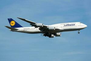 Lufthansa Boeing 747-8 D-ABYH passenger plane landing at Frankfurt Airport photo