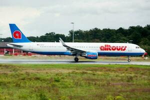 Germania passenger plane at airport. Schedule flight travel. Aviation and aircraft. Air transport. Global international transportation. Fly and flying. photo