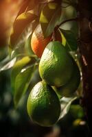 un rama de aguacate en árbol. ai generativo Arte foto