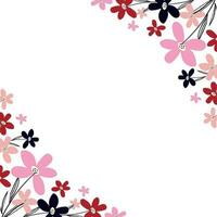 Creative vibrant floral frame, bright frame with wildflowers in juicy colors. vector