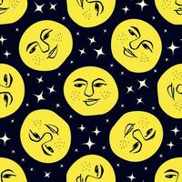 pattern of sun with smiling face. illustration in doodle style vector