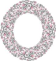 Oval flora pink l frame vector