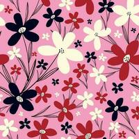 Stylized creative vibrant quirky expressive floral pattern in 60s in bright juicy colors vector