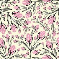 Stylized creative vibrant quirky expressive floral pattern in 60s in bright juicy colors vector