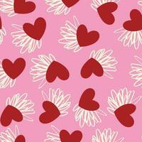 Valentines Day pattern with vibrant expressive funky hearts. vector