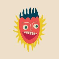 A bizarre strange demon with a funny surprised face. Illustration in a modern childish hand-drawn style for Halloween vector