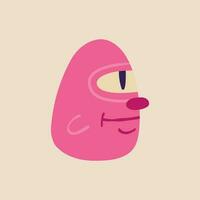 Fancy pink head with big eyes. Illustration in a modern childish hand-drawn style vector