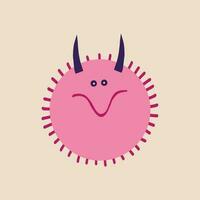 A strange character with three eyes and spikes. A demon mask for Halloween. Illustration in a modern childish hand-drawn style vector