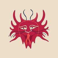 Cool funny red dragon. Illustration in childish hand drawn style vector