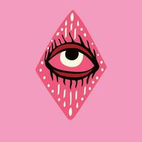 rosado tarjeta con mágico místico símbolo con un todo lo ve ojo vector