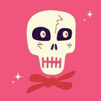 Cute creepy skull. Halloween Illustration in a modern childish hand-drawn style vector