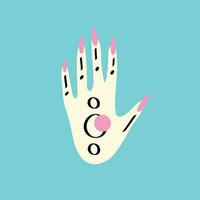Magical Spiritualist mystical symbol of a hand with an eye. Modern trendy illustration vector