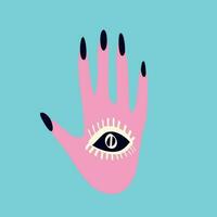 Magical Spiritualist mystical symbol of a hand with an eye. Modern trendy illustration vector