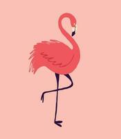 An unusual red flamingo bird. A bizarre fairy tale character bird. Vector illustration