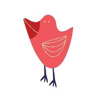 Cute weird red bird. A bizarre fairy-tale firebird vector