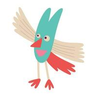 Fancy green bird with long wings. A bizarre fairy-tale firebird vector