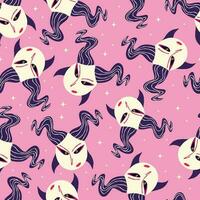 Pattern with Angry strange demon. Illustration in a modern hand-drawn style vector