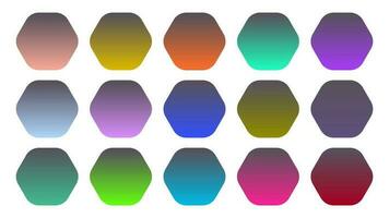 Colorful Smoke Color Shade Linear Gradient Palette Swatches Web Kit Rounded Hexagons Template Set vector