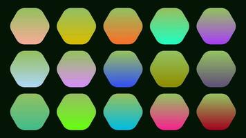 Colorful Olive Color Shade Linear Gradient Palette Swatches Web Kit Rounded Hexagons Template Set vector