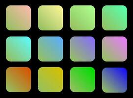 Colorful Olive Color Shade Linear Gradient Palette Swatches Web Kit Rounded Squares Template Set vector