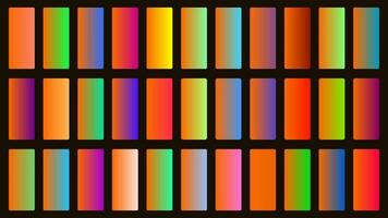 Colorful Tiger Color Shade Linear Gradient Palette Swatches Web Kit Rounded Rectangles Template Set vector