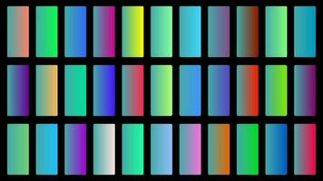 Colorful Teal Color Shade Linear Gradient Palette Swatches Web Kit Rounded Rectangles Template Set vector