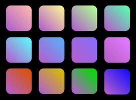 Colorful Deep Lilac Color Shade Linear Gradient Palette Swatches Web Kit Rounded Squares Template Set vector