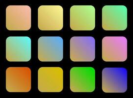 Colorful Fawn Color Shade Linear Gradient Palette Swatches Web Kit Rounded Squares Template Set vector