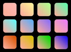 Colorful Light Salmon Color Shade Linear Gradient Palette Swatches Web Kit Rounded Squares Template Set vector