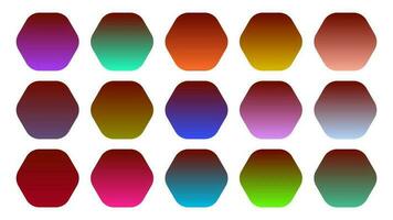 Colorful Blood Color Shade Linear Gradient Palette Swatches Web Kit Rounded Hexagons Template Set vector