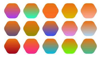 Colorful Carrot Color Shade Linear Gradient Palette Swatches Web Kit Rounded Hexagons Template Set vector