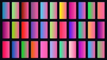 Colorful Bubblegum Color Shade Linear Gradient Palette Swatches Web Kit Rounded Rectangles Template Set vector