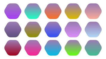 Colorful Heather Color Shade Linear Gradient Palette Swatches Web Kit Rounded Hexagons Template Set vector