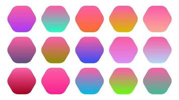 Colorful Bubblegum Color Shade Linear Gradient Palette Swatches Web Kit Rounded Hexagons Template Set vector