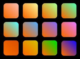 Colorful Tiger Color Shade Linear Gradient Palette Swatches Web Kit Rounded Squares Template Set vector