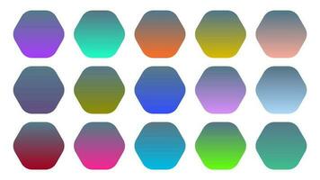 Colorful Stone Color Shade Linear Gradient Palette Swatches Web Kit Rounded Hexagons Template Set vector