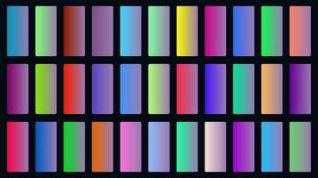 Colorful Heather Color Shade Linear Gradient Palette Swatches Web Kit Rounded Rectangles Template Set vector