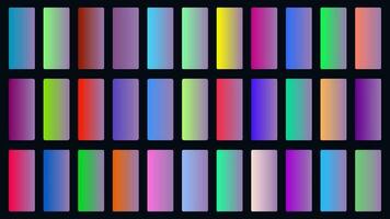 Colorful Heather Color Shade Linear Gradient Palette Swatches Web Kit Rounded Rectangles Template Set vector